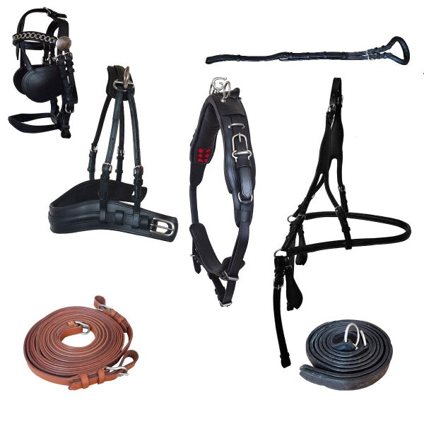 Einspännergeschirr "Top Class" Pony Schwarz