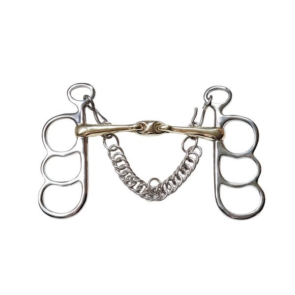 Postkandare, 3 Ringe, doppelt gebrochen, Argentan