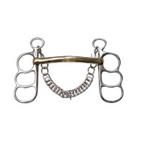 Postkandare, 3 Ringe, Edelstahl, Stange Argentan