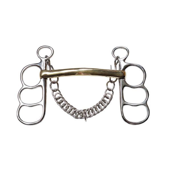 Postkandare, 3 Ringe, Edelstahl, Stange Argentan 19,5 cm