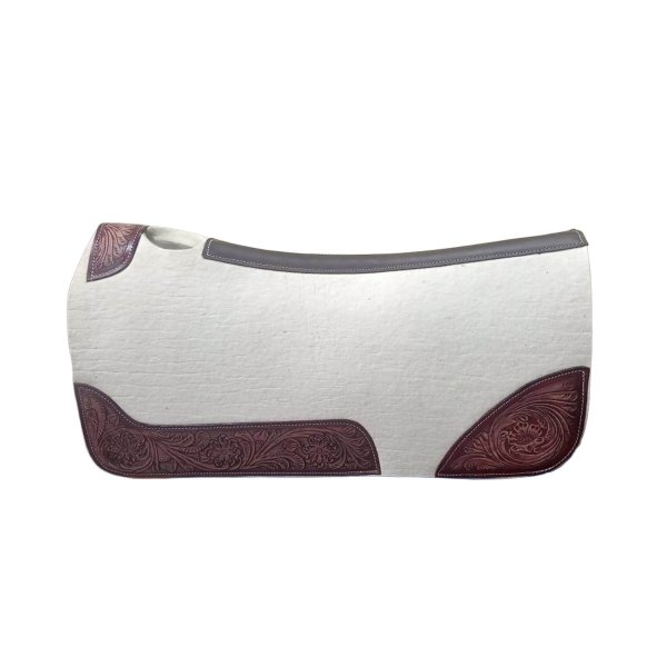 Westernpad aus Wollfilz mit geprägten Lederakzenten- FOB Indien