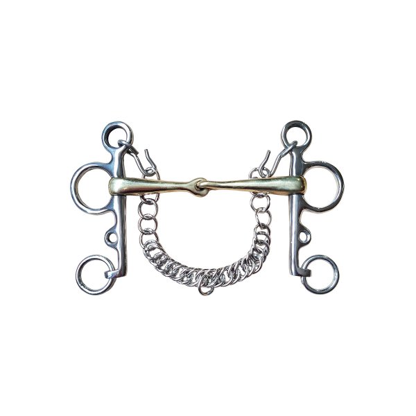 Pelham, gebrochen, Argentan, Edelstahlringe 19,5 cm