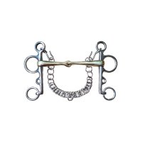 Pelham, gebrochen, Argentan, Edelstahlringe 19,5 cm